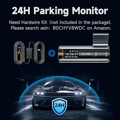 Miniatura 5 de Dash Cam Front 4K Mini cámaras de tablero para automóviles, cámara de coche 2160P con tarjeta gratuita de 32 GB, cámara WiFi para tablero con