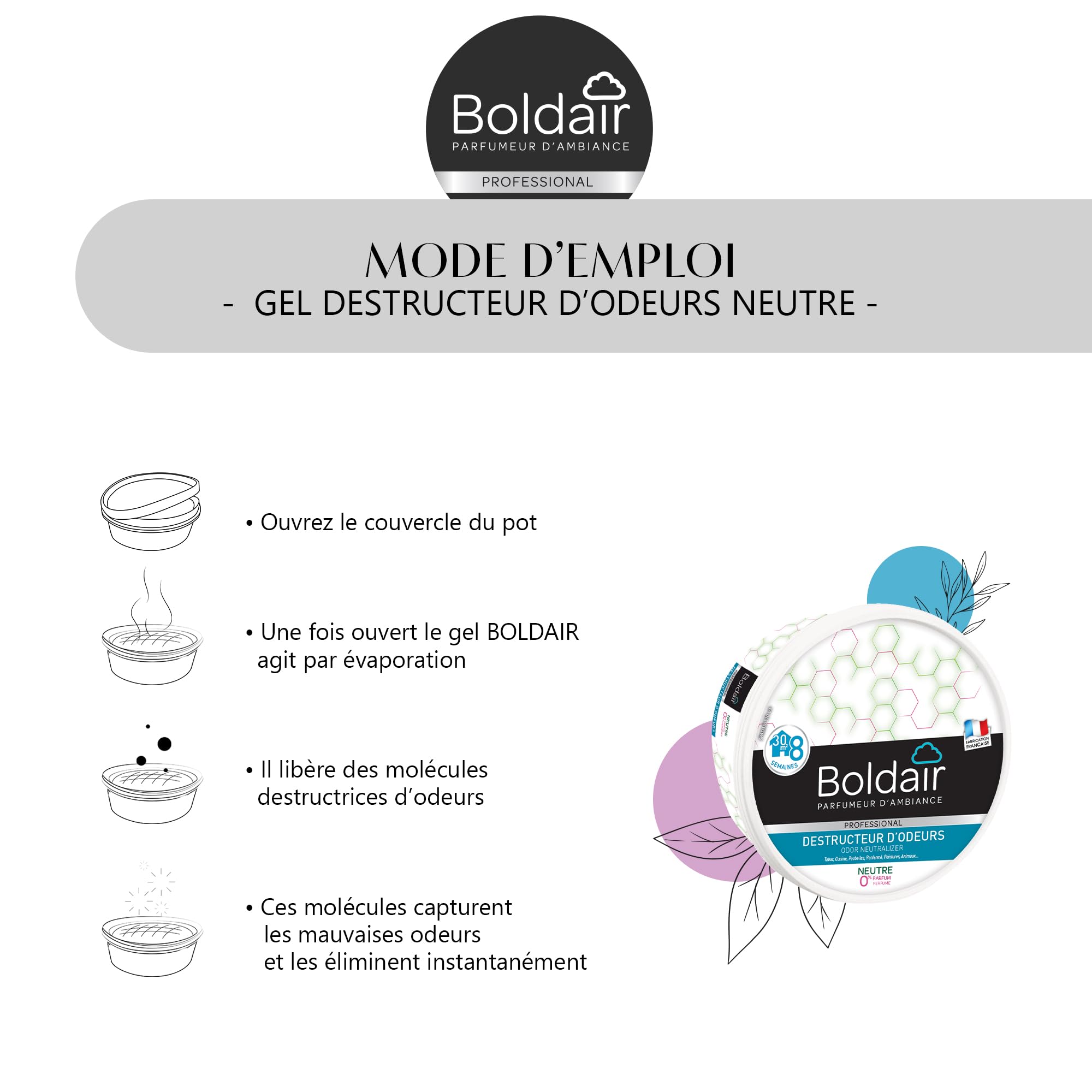 Boldair Gel Destructor de Olores - 300 g