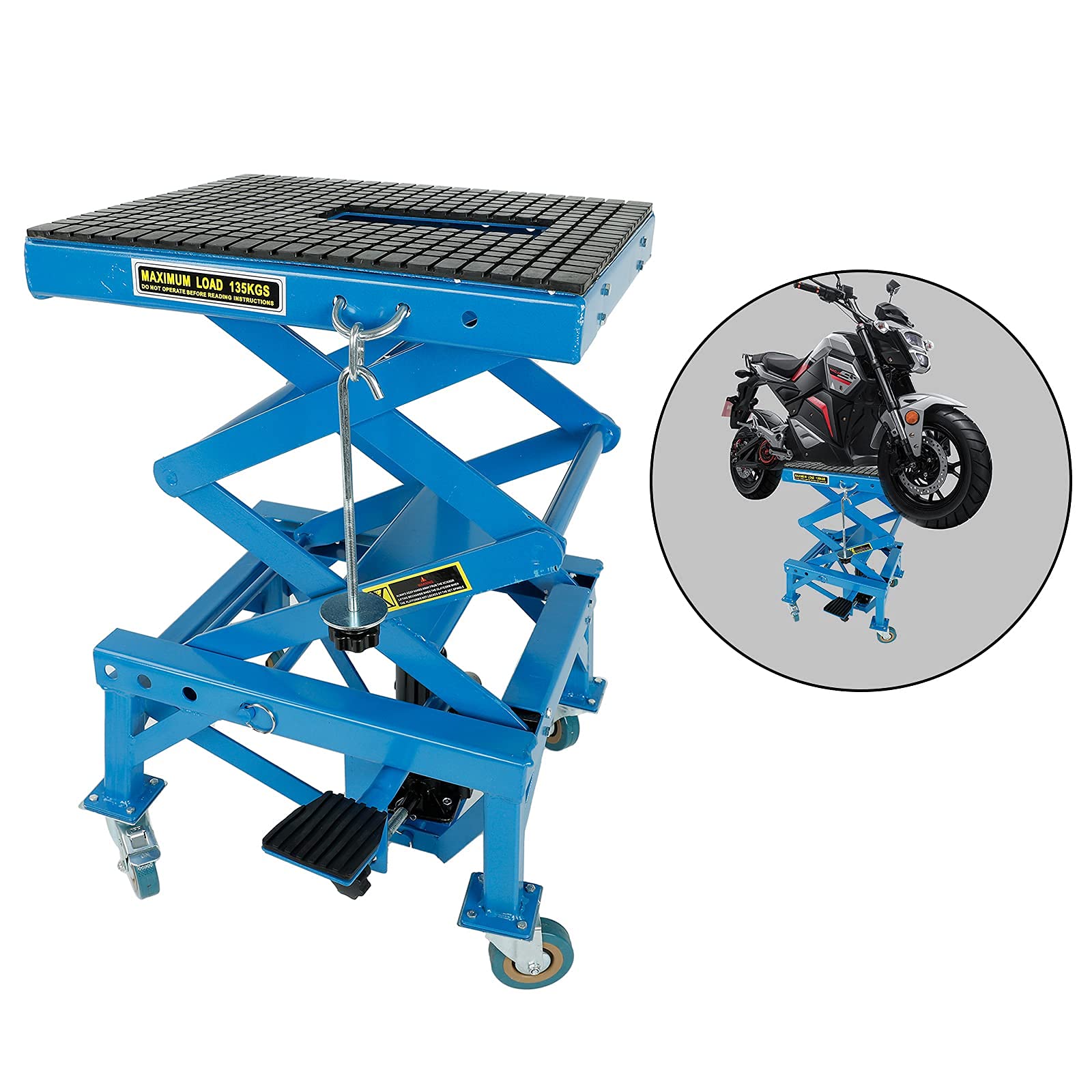 300lbs Heavy Duty Hydraulic Motorcycle Scissor Jack Lift with The Foot