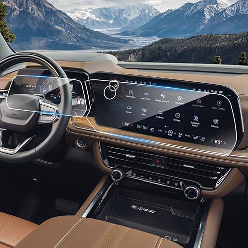 INTGET 2PCS Screen Protector for 2025 2026 Chevy Tahoe Accessories & Chevy Suburban Accessories Tempered Glass 17.7inch &11inch Touchscreen Saver for Tahoe &Suburban LS/LT/RST/Z71/Premier/High Country