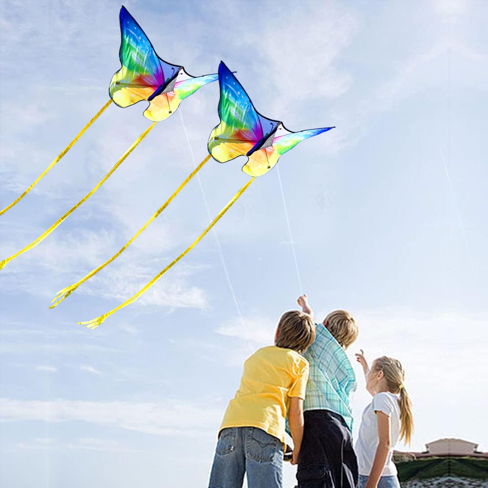 Cerf-volant papillon coloré pour enfants et adultes, grand dépliant facile avec ficelle et poignée, nouveau 26 Cerf-volant papillon coloré pour enfants et adultes, grand dépliant facile avec ficelle et poignée, nouveau 26