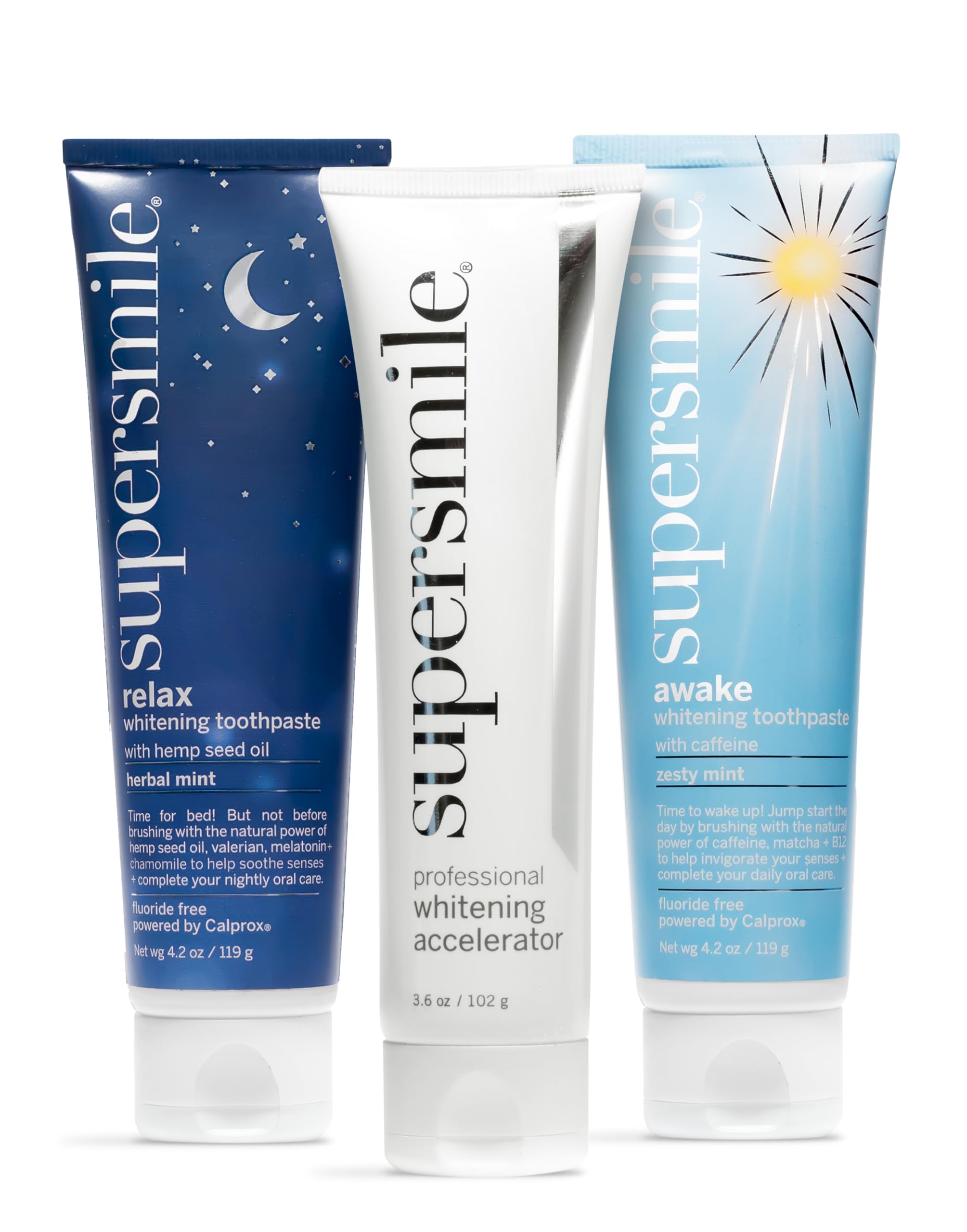 Supersmile Awake Relax Fluoride Free Toothpaste for Visibly Whiter Teeth and an Energizing Start to The Day Whitens