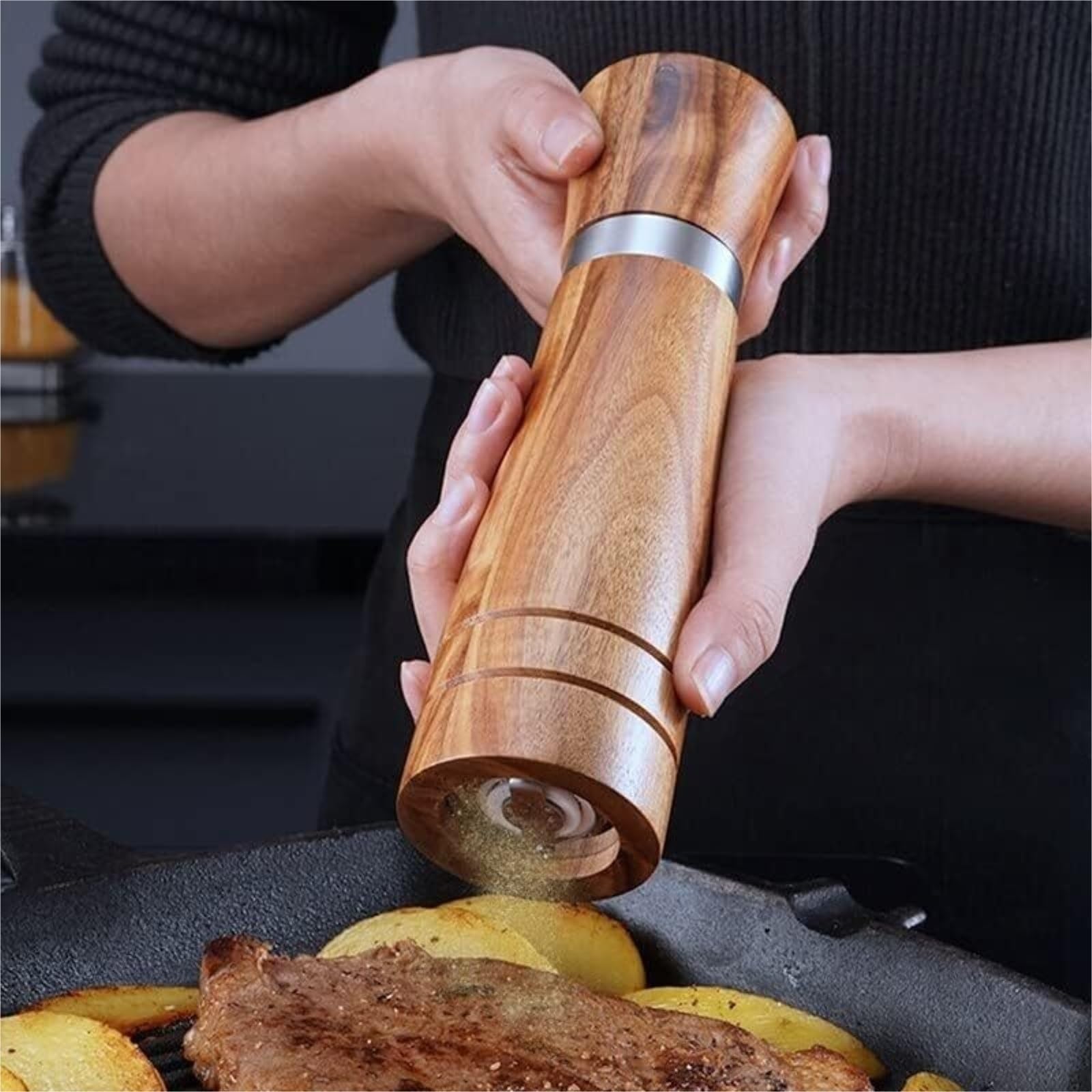 Młynek Do Przypraw Pieprzu Drewniany Zestaw Do Mielenia Soli I Pieprzu Shaker Z Łatwą Regulacją Grubości Ceramicznej Możliwością Ponownego Napełniania Do Różnych Przypraw