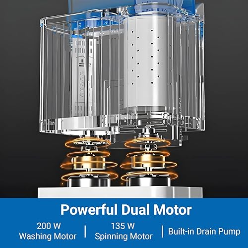 Miniatura 6 de Mini lavadora portátil de 22 libras con estante de secado y 10 perchas, lavadora (13 libras) y giratoria (9 libras) Combo con perilla temporizadora,