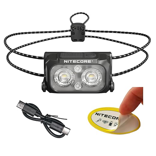 Nitecore NU25 MCT UL 400 Lumens Ultra Lightweight Headlamp, USB-C Rechargeable Sticker for Back Packing, Camping and Running