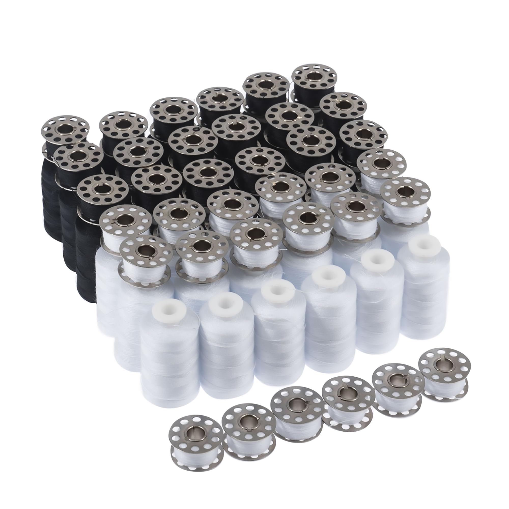 Trimits Sewing Thread and Bobbin Set – 72 Spools with 36 x 230m Polyester Threads and 36 x 36m Bobbins – Black & White Threads in Reusable Storage Box for Sewing Dressmaking and Craft Projects