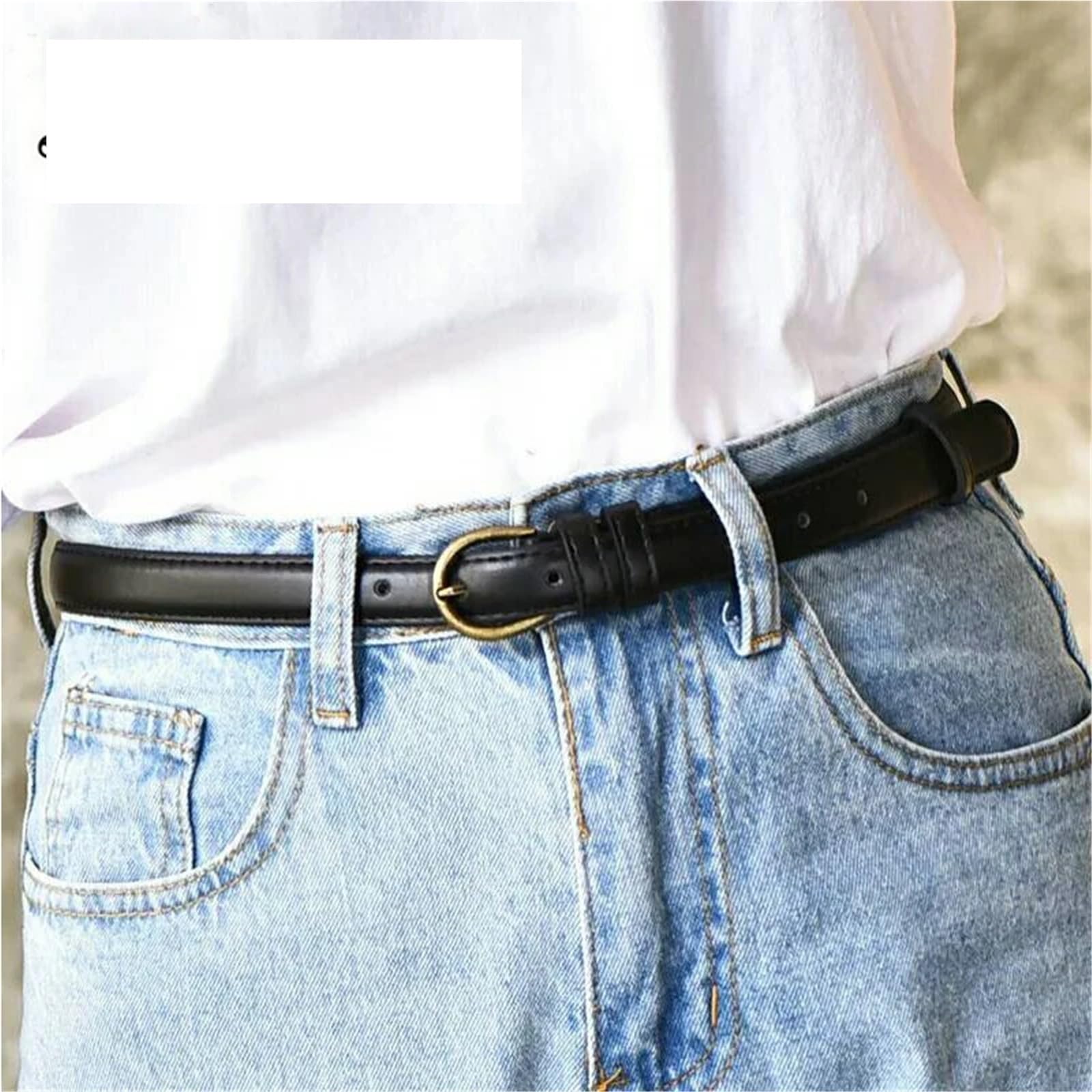 Cinturones De Mujer 2 uds cinturón de mujer cinturones finos for femenino hebilla dorada cuero PU for Jeans Para Jeans Vestido