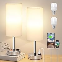 Vista 11 de Dicoool - Lámpara de mesa táctil para mesita de noche de dormitorio - Lámpara de noche con puertos de carga USB-C y USB-A, blanca, lámpara