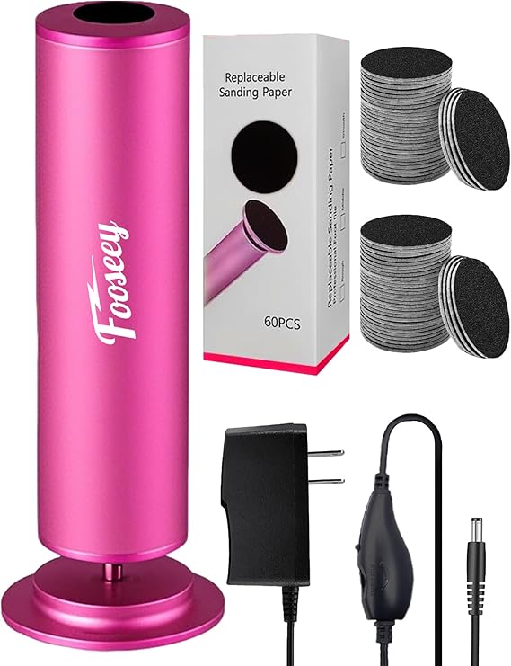 Electric Foot File Tool - Callus Remover for Feet, Professional Pedicure Machine with 60pcs Sandpaper Discs, Adjustable Speed Foot Files for Deadskin, Dry and Cracked Feet