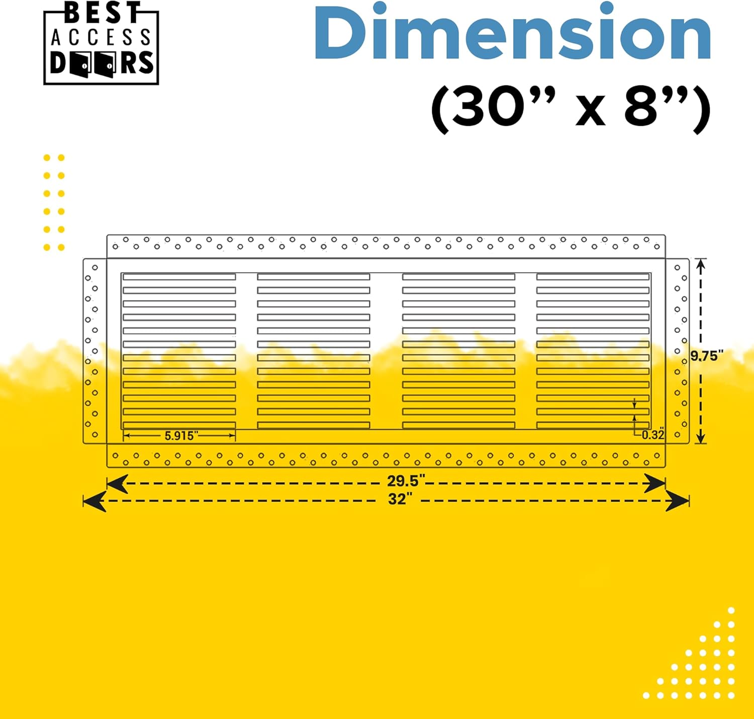 Best 30″ x 8″ Invisagrille Flush Removable Cold Air Return Magnetic Vent Cover for Wall, Fiber Reinforced Cement Board Grill, HVAC Paintable Vent Cover with Impact Resistant Primer, BA-IG-MAG-C