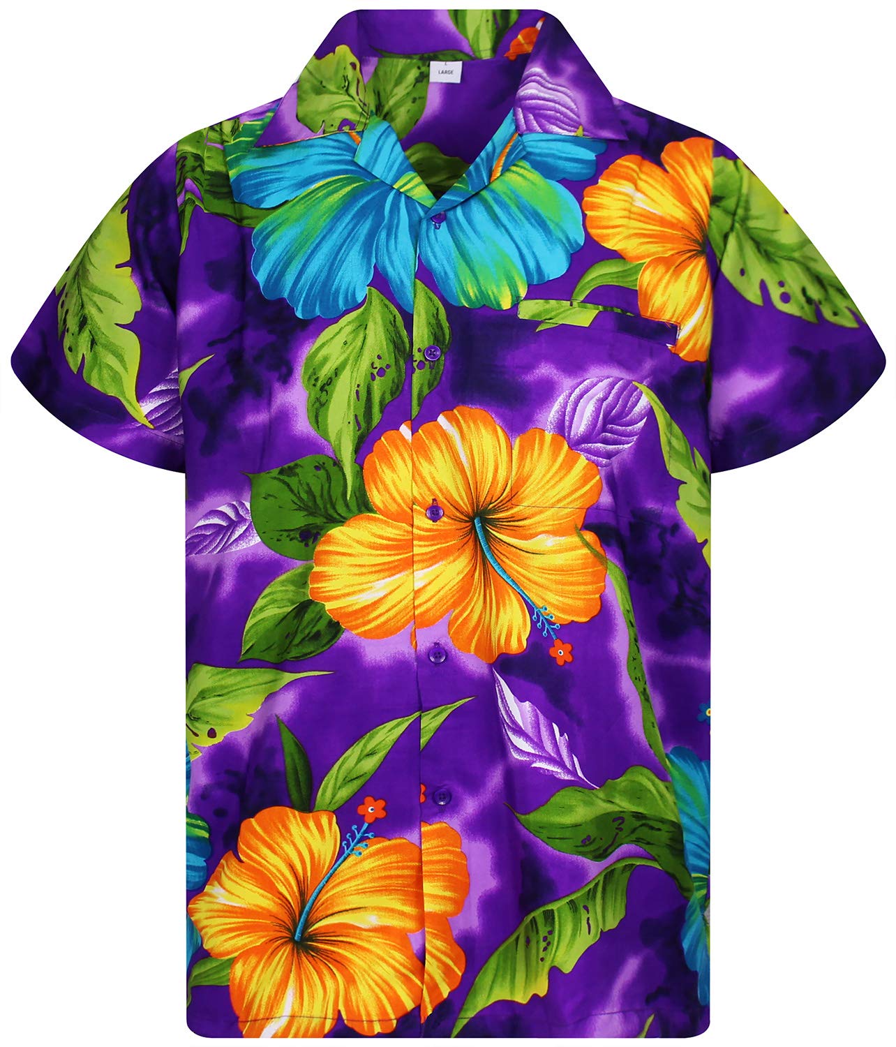 V.H.O. Funky Hawaiian Shirt, Big Flower, Purple, 6XL