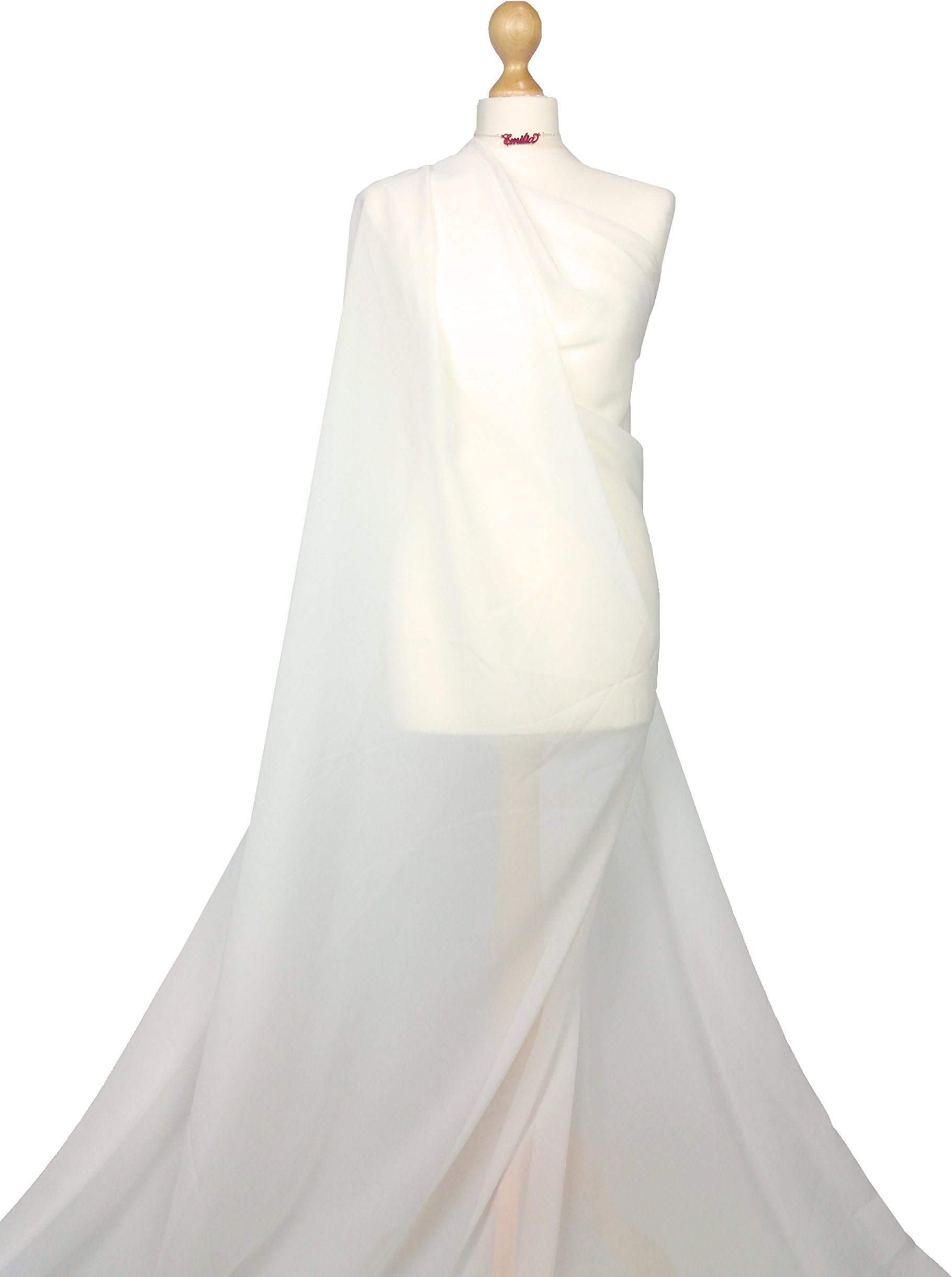 Premium Quality Chiffon Soft Polyester Sheer Fabric Dress Bridal Material CH01 (Ivory, 1 Meter) by FABRIQUES