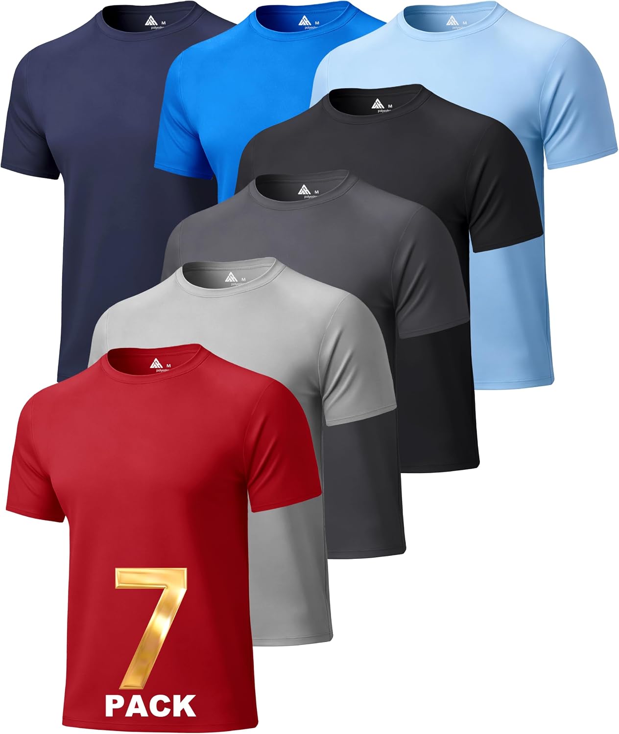 7 Pack Men's Short Sleeve T-Shirts Quick Dry Workout Athletic Shirt