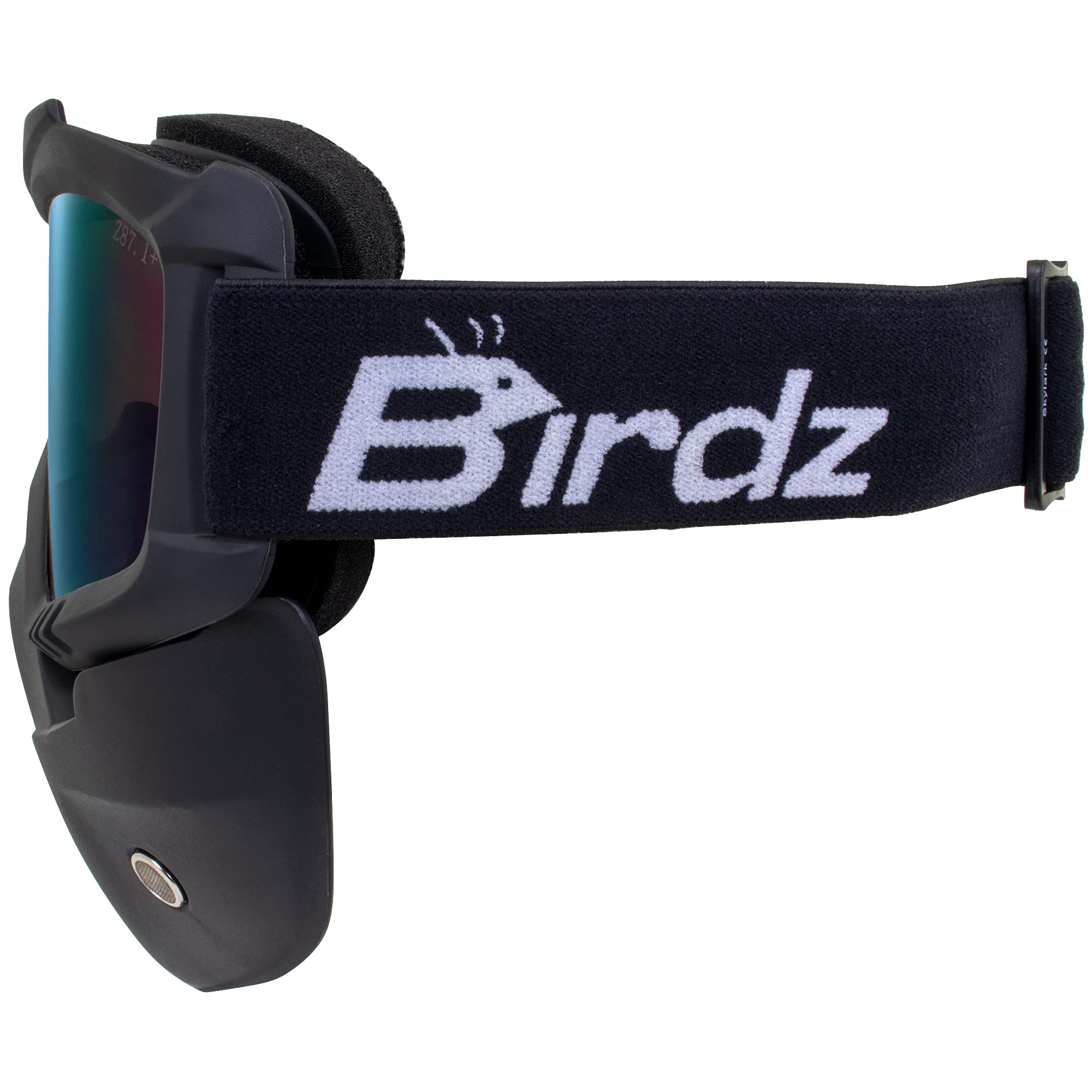 Birdz Eyewear Skylark Occhiali da motociclista rimovibile maschera nera lenti a specchio (specchio blu)