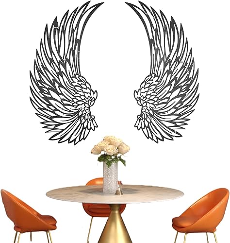 Miniatura 8 de Hermosa decoración de pared de alas de ángel, estatua de arte estético con alas de ángel negras, decoración de pared, escultura de pared, alas