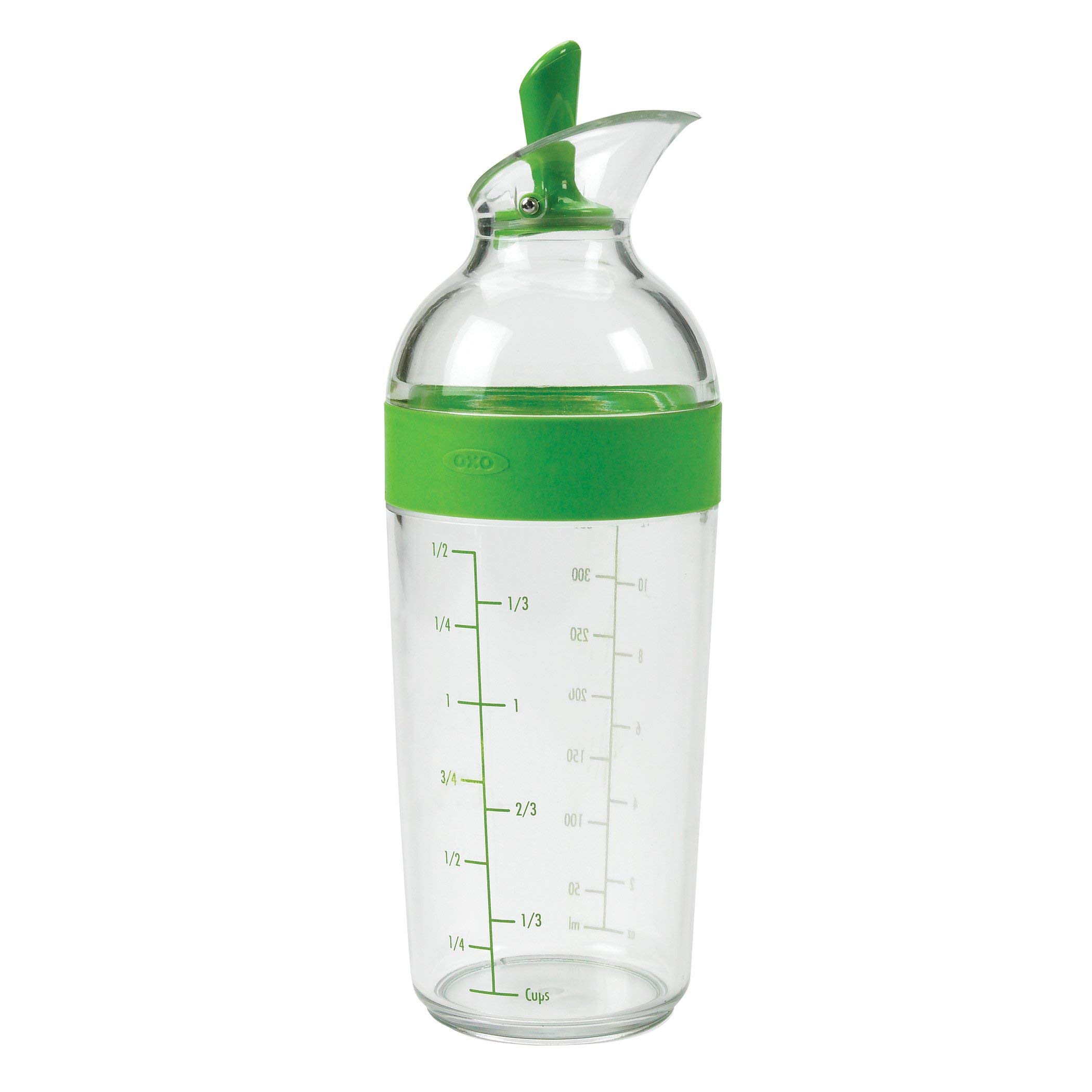 Shaker à vinaigrette OXO Good Grips vert : bouteille mélangeuse graduée