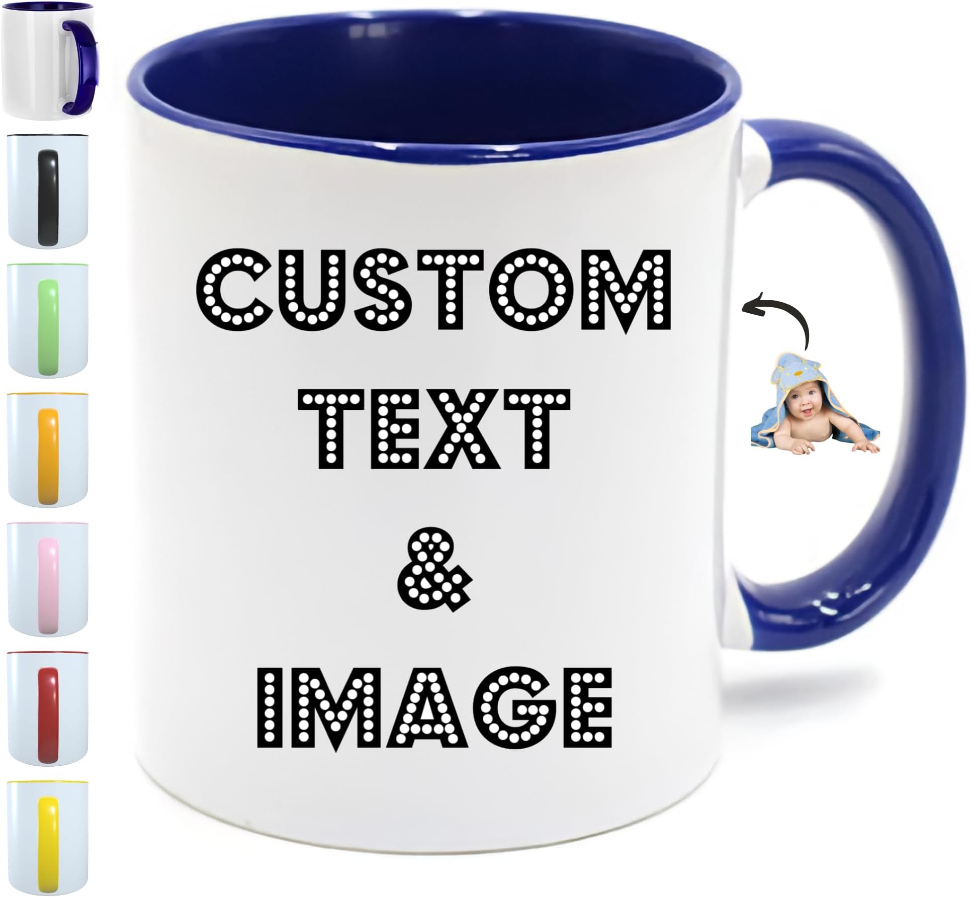 Custom Mug With Pictures - Personalized Coffee Mug With Photo, Text, Logo | Customized Gifts for Men & Women | Taza Personalizada 11oz Tea Cup Printed on Both Sides | Birthdays, Holidays, Mother’s Day