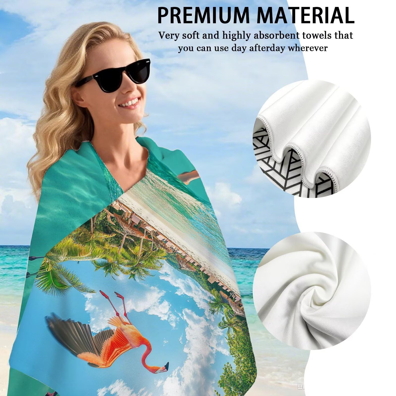 Toalla Microfibra Grande 90x180cm Toalla Playa Animal Toallas de Playa Secado Rapido, Toallas Bano con Bolsa, Beach Towel Verano Antiarena Ligeras para Camping Piscina Yoga Gimnasio Deportes VQ-804