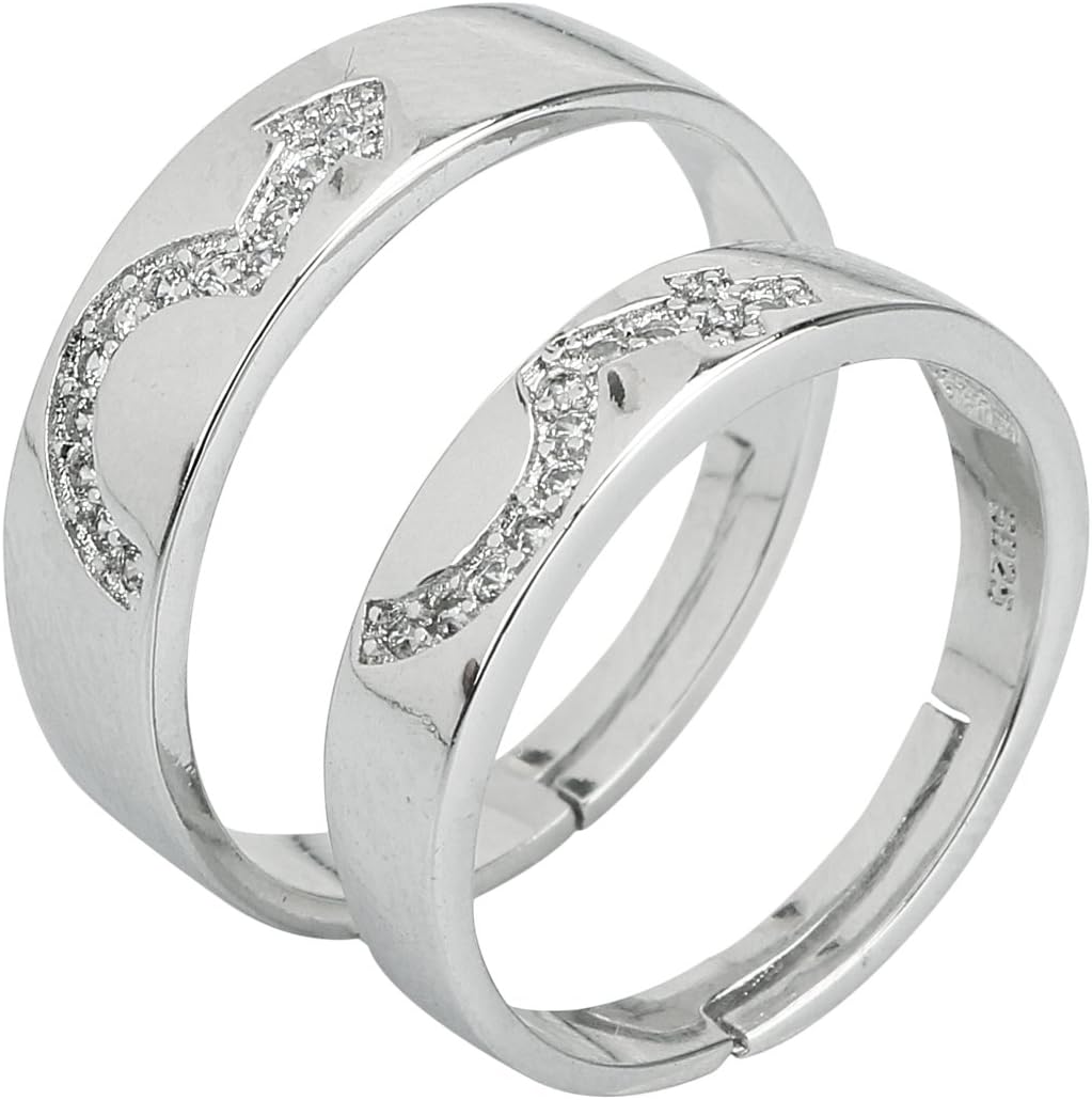Accessorissing Adjustable Couple Rings - I Love You Engraved Matching Rings for Couples - Valentine Gift for Boyfriend Girlfriend - Promises Gift for Him & Her