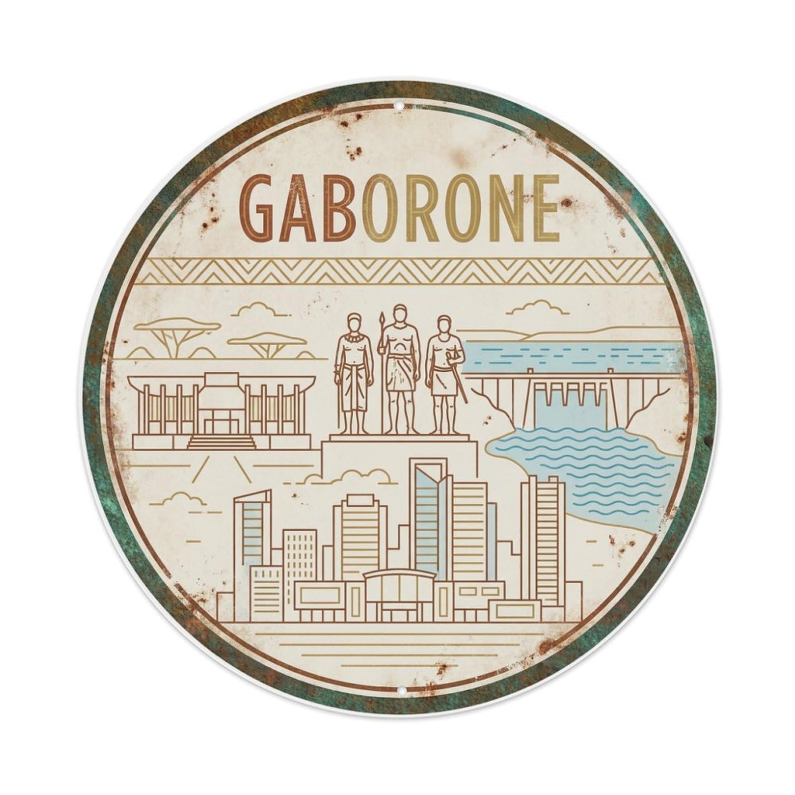 Vintage Travel Botswana Gaborone 1 Metal Tin Sign