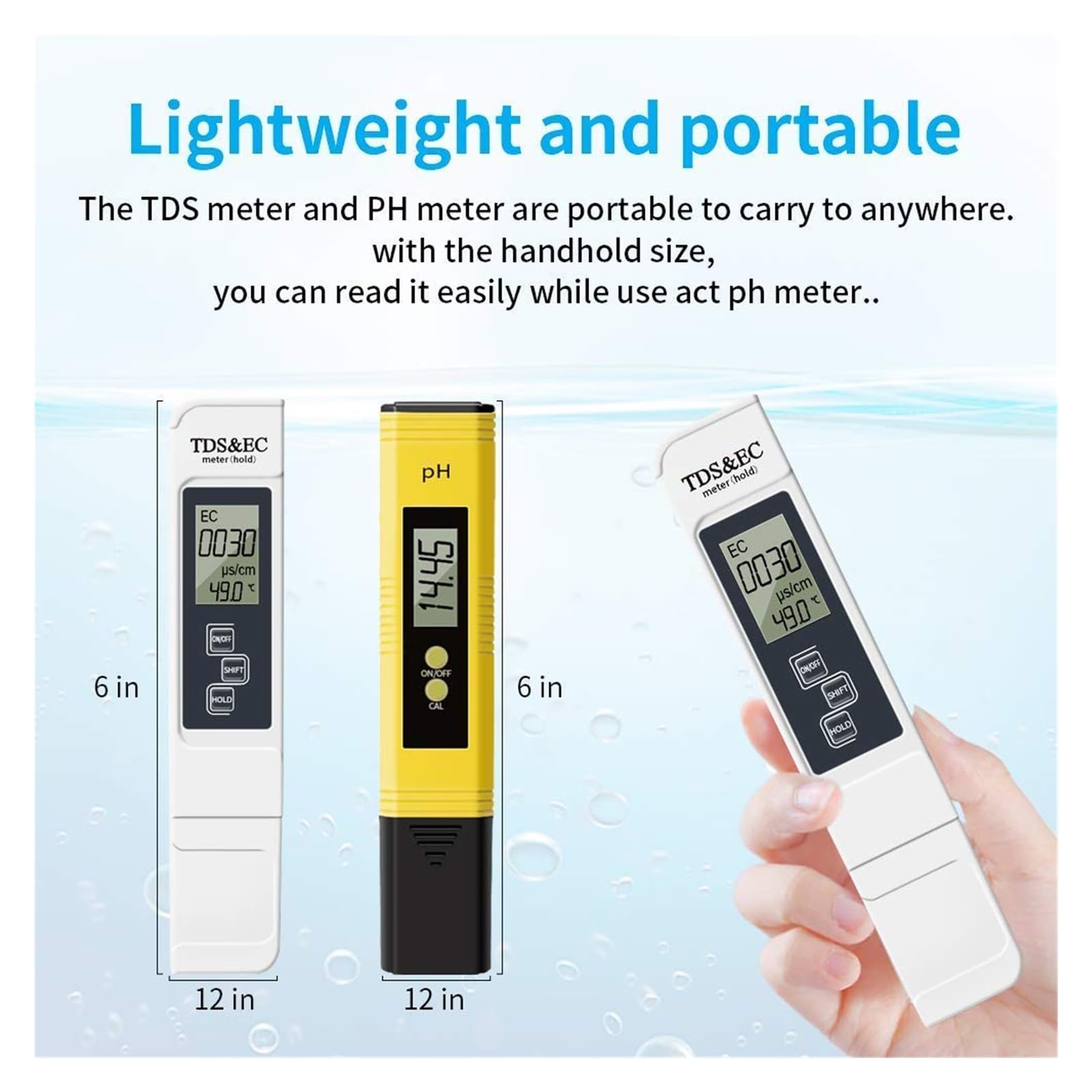 2 Szt. Miernik TDS Cyfrowy Tester Do Wody 0.0-14. PH 0-9990ppm I EC LCD Czystość PPM Filtr Akwarium(Blue)
