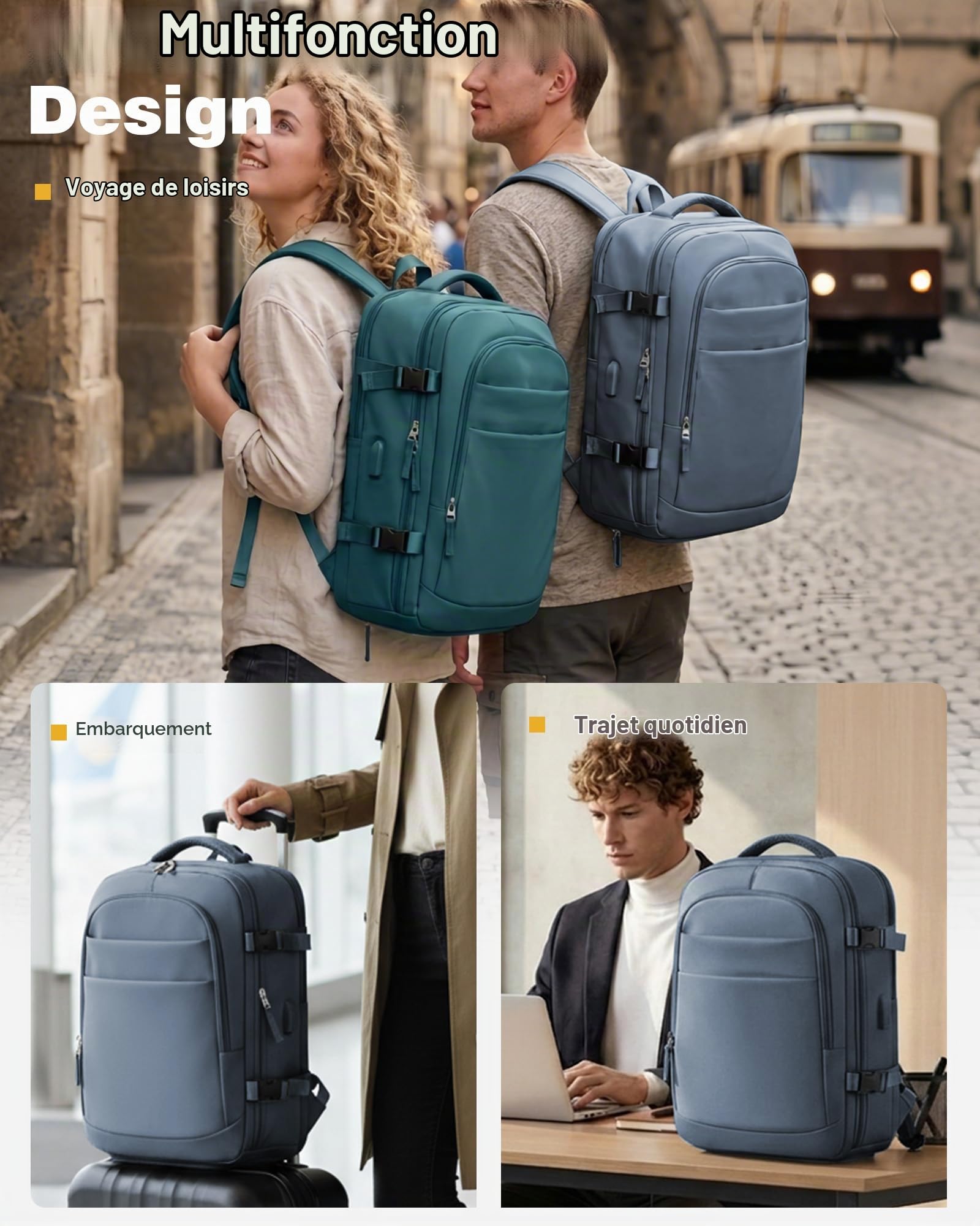 Sac A Dos Voyage Cabine Avion Sous Vide 40x30x20 Bagage Cabine Easyjet Ryanair Sac À Dos Compression Sous Vide Homme Femme Travel Backpack Vacuum Bleu