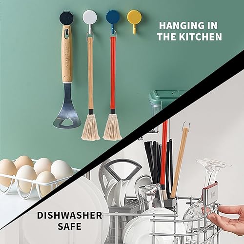 Miniatura 5 de Paquete de 2 trapeadores para parrilla de 18 pulgadas con mango largo de madera y 2 cepillos de repuesto adicionales para barbacoa, asar a la