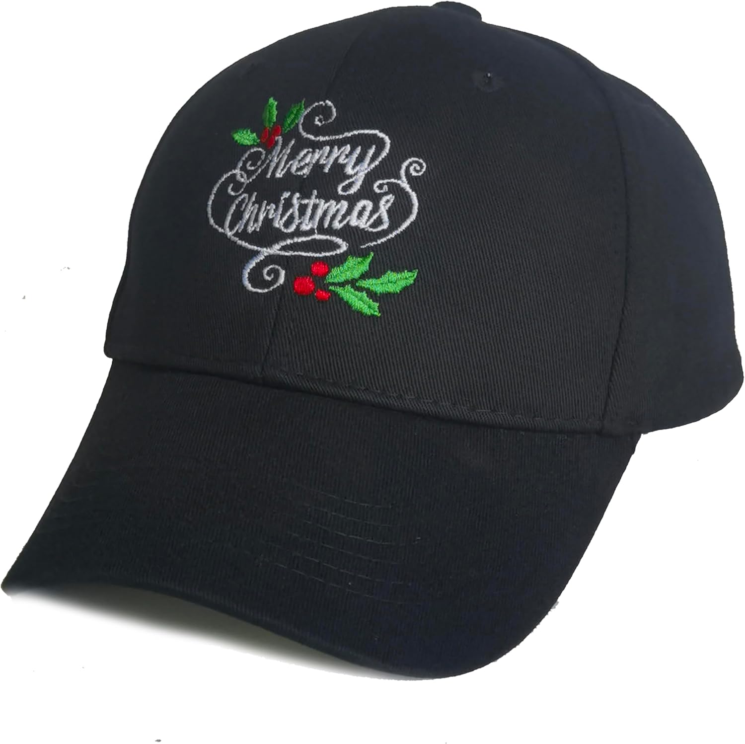 Merry Christmas Baseball Cap for Women Men, Adjustable Embroidered Classic Cotton Snapback Hat Black - Image 2