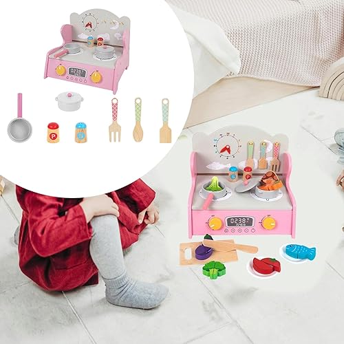 Miniatura 3 de Wooden Play Kitchen Set for Kids, Pretend Play Cooking Toys with Accessories, Preschool Learning Toy, Fine Motor Skills, Birthday Gift for Toddlers-