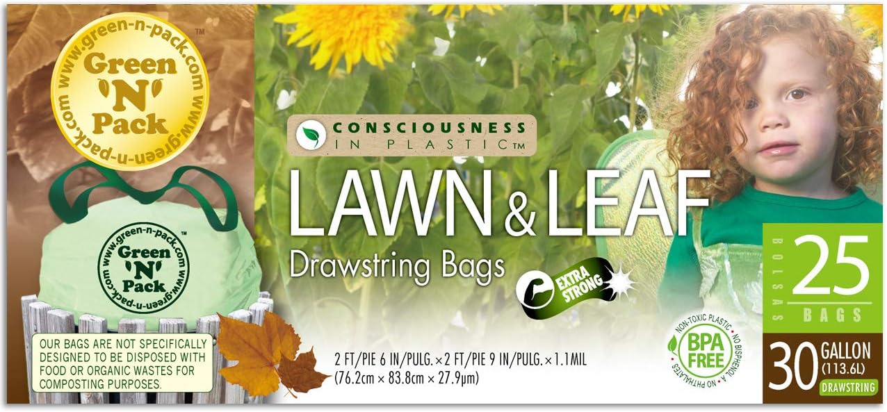 Eco-Friendly Bags Lawn and Leaf Trash Bags - 30 Gallon - 25 Pack