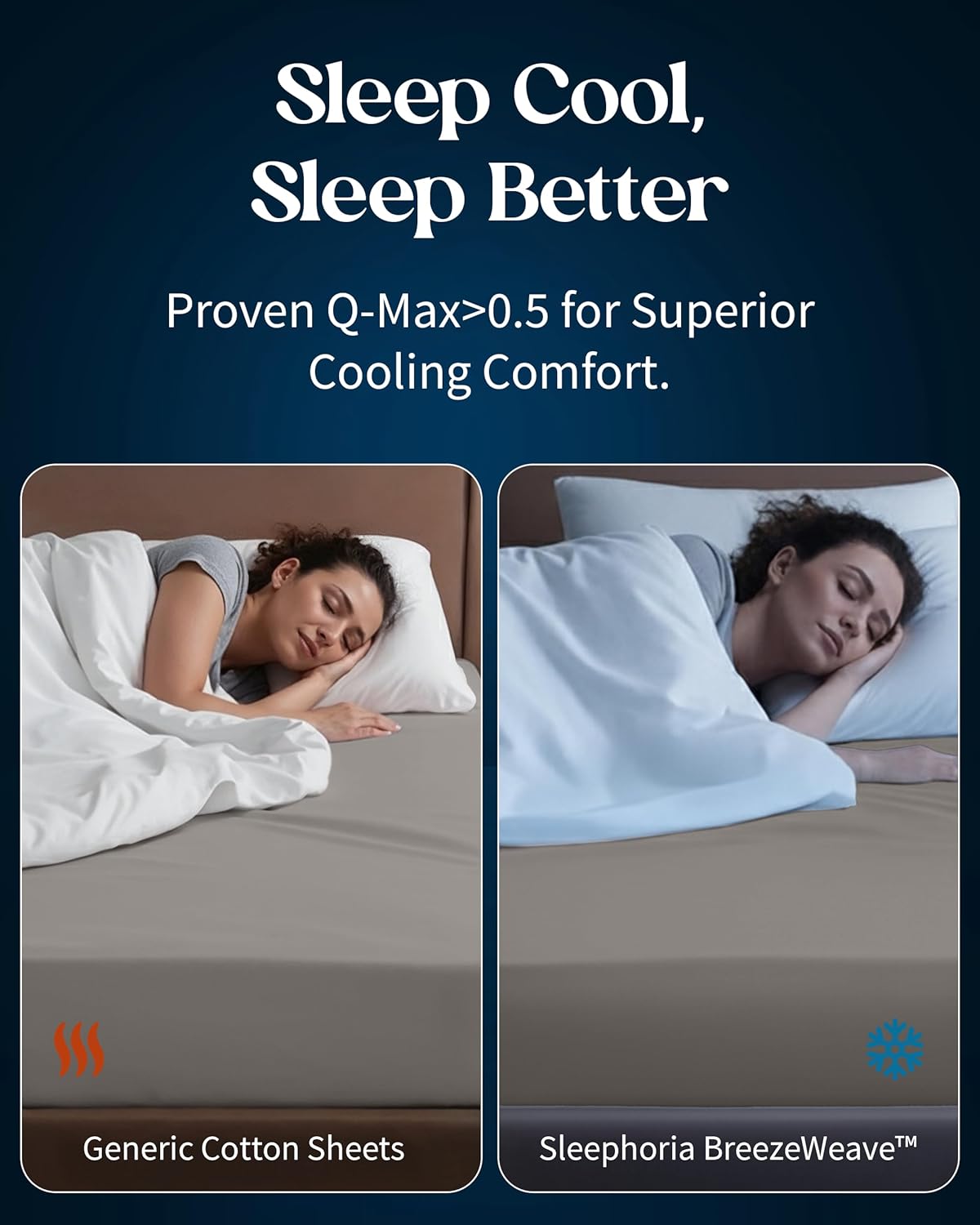 Cooling Fitted Sheet Queen Size - 1 PC BreezeWeave Cooling Sheets for Hot Sleepers & Cool Rest w/ 16 in Deep Pocket - Corner Straps, Cloud Soft, Ultra Durable - 57 x 77 in (Cool Grey) - Image 2