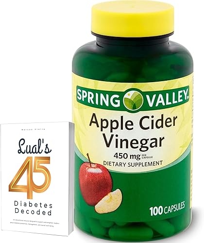 Spring Valley - Cápsulas de vinagre de sidra de manzana de 450 mg, 100 unidades, sin OMG, sin gluten, con 45 diabetes decodificadas de Luall