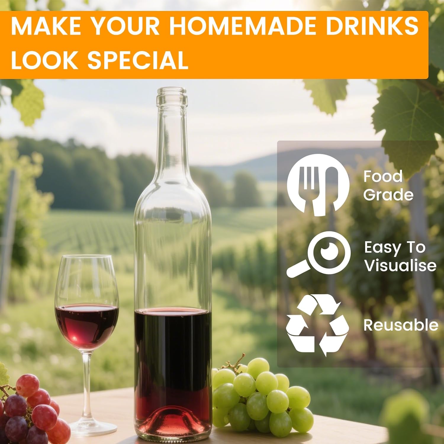EkkoVla 12 Pack 16 oz Glass Wine Bottles, Clear Empty Liquor Bottle with T-Top Caps and Shrink Capsule Cap, Glass Bottle with Lids for Beer, Juice, Limoncello