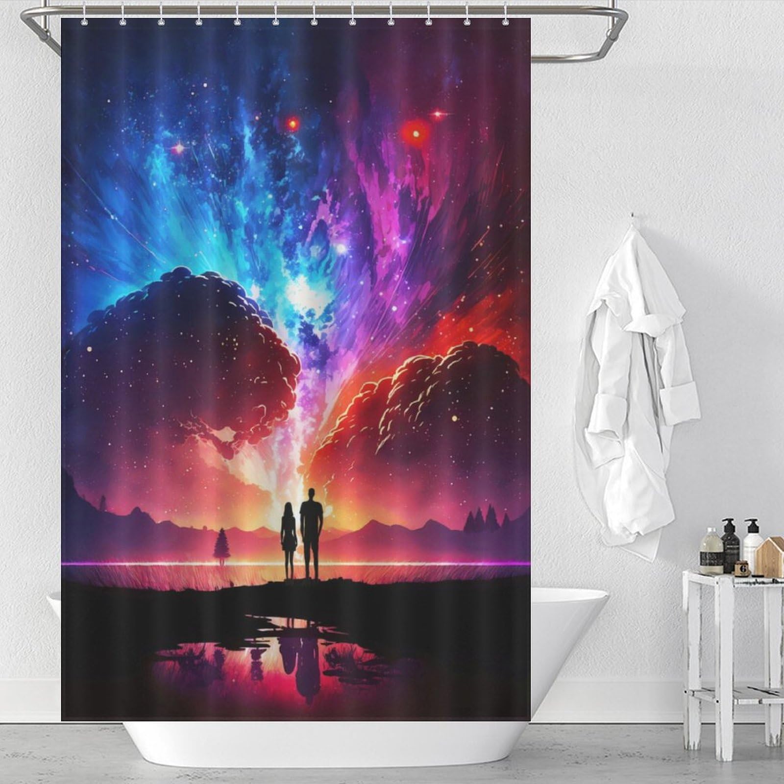 Rideau de douche galaxie couple rideau de baignoire 122x183