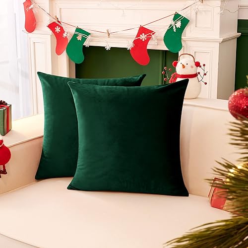 Miniatura 10 de Deconovo Juego de 2 fundas de almohada de terciopelo, 20 x 20 pulgadas, gris netural, pompones cuadrados suaves con funda de cremallera invisible