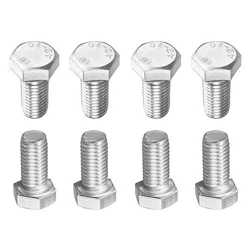 Tornillos hexagonales M12x25mm (DxH) - Paquete de 8 - Bueno para máquinas herramienta - Tornillos de cabeza hexagonal de acero inoxidable 304