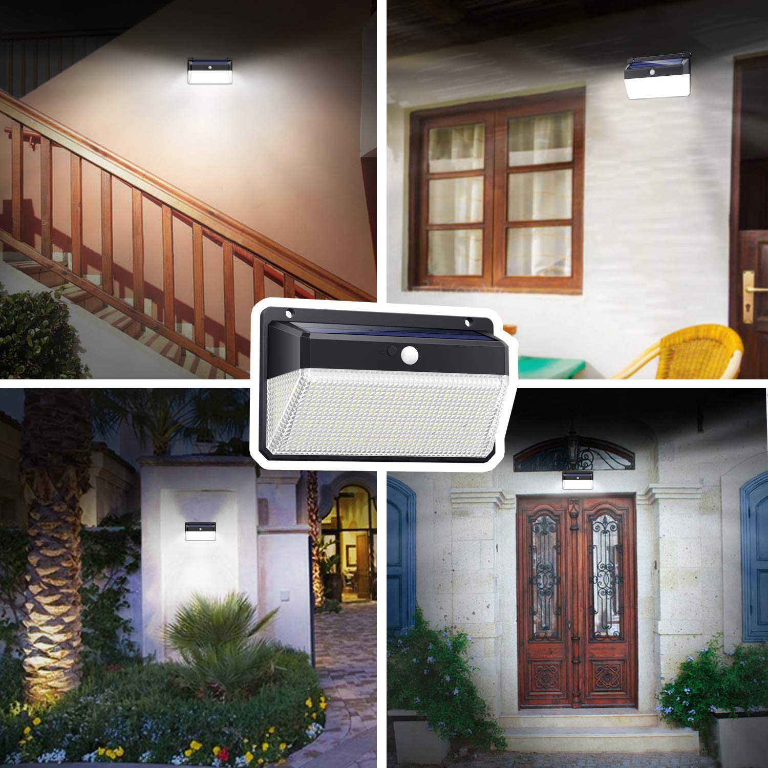 Ekrist Luz Solar Exterior, 328 LED【3000lm-Más Brillante & Amplio Iluminación】 Foco con Sensor de Movimiento, 2500mAh 3 Modos Impermeable Luz para Jardín 2 Paquete
