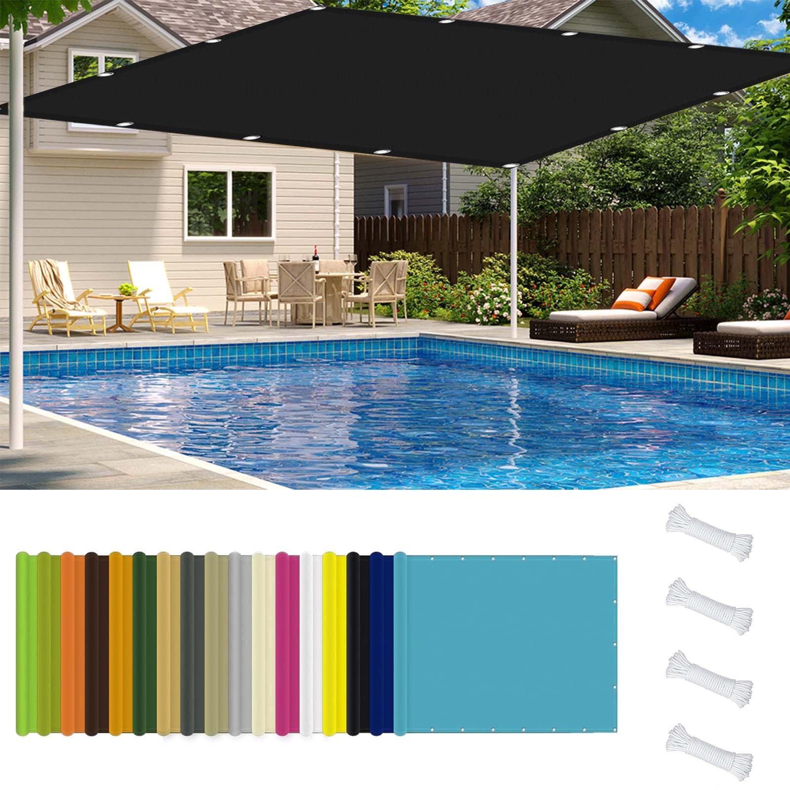 GLDYTVF Waterproof Canvas Canopy Tarpaulin 120x600cm - UV Protection 95% Tear-Resistant & Weatherproof Awning with Cord & Eyelets for Garden Patio Balcony - Black