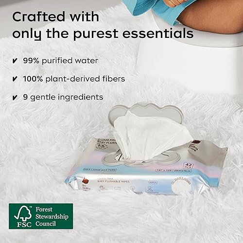 Miniatura 7 de Bc Babycare Toallitas desechables, hipoalergénicas para pieles sensibles, 99% de agua, fibras a base de plantas, seguro para alcantarillado +