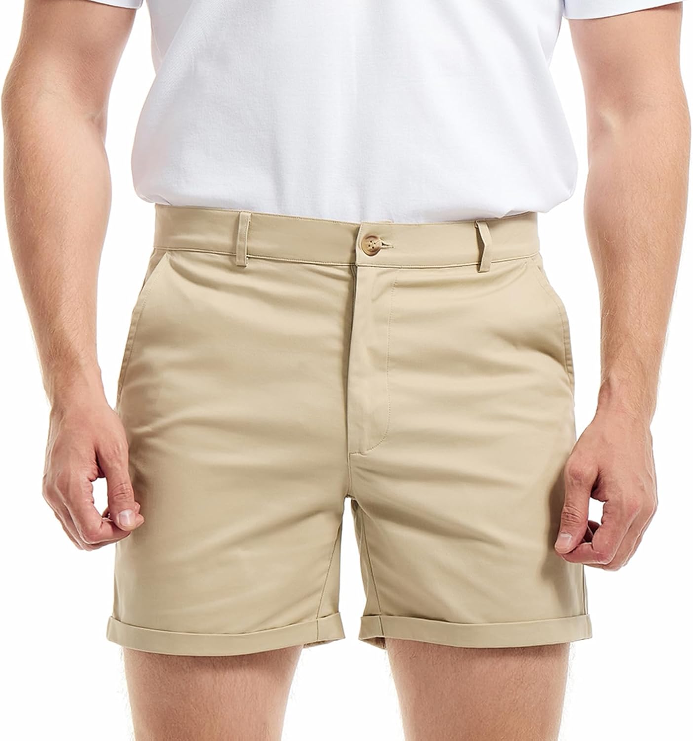 AIMPACT Mens Chino Shorts 5.5" Classic-Fit Flat Front Stretch Golf Casual Formal Work Cotton Lightweight Short Shorts