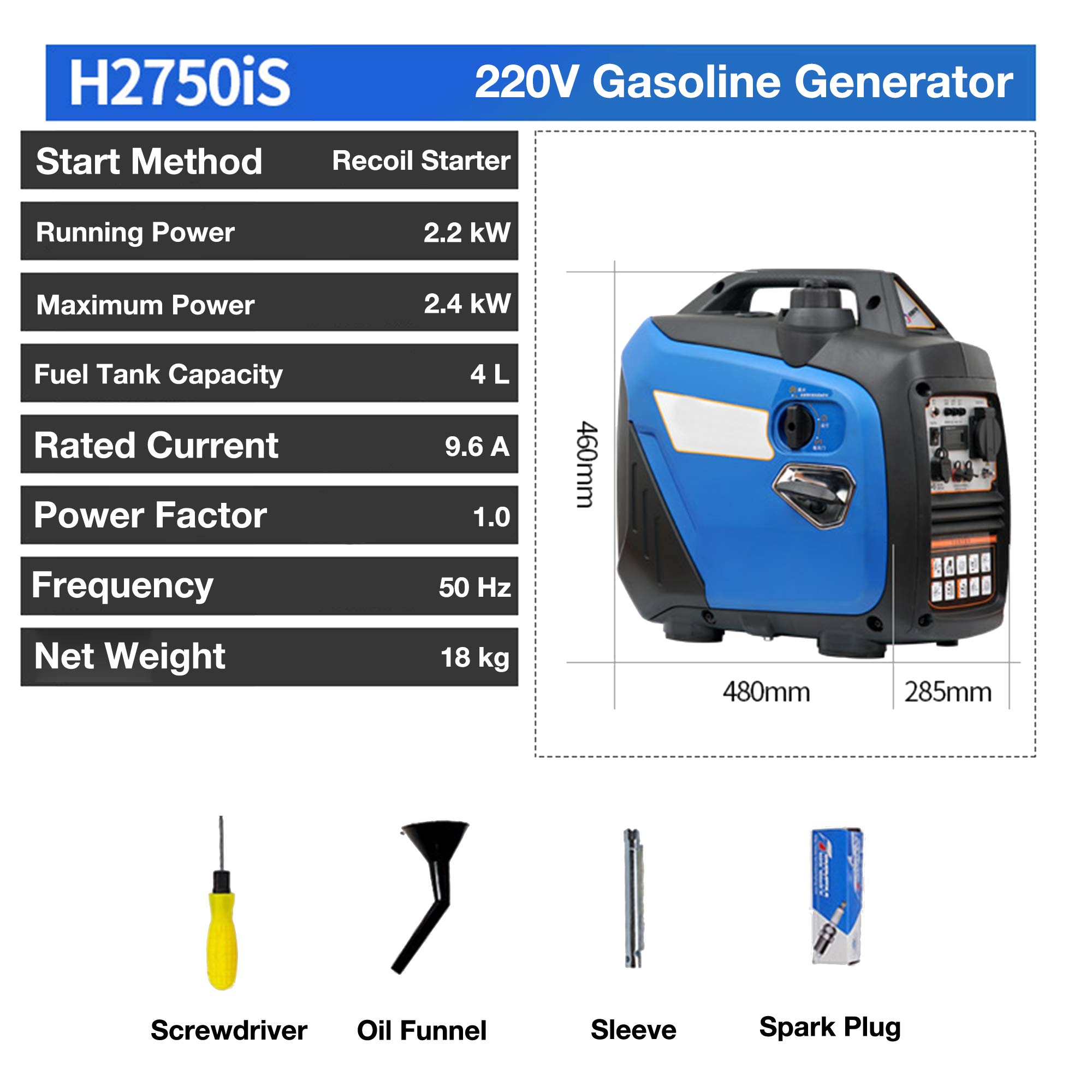 TGHY 2000w 2400w Generatore di Corrente Inverter Super Silenzioso e Leggero Motore a 4 Tempi Equipaggiamento di Emergenza Alimentato a Benzina