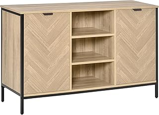 دولاب تخزين جانبي مع بابين وأرفف قابلة للتعديل لغرفة الطعام والمطبخ وغرفة المعيشة من فورني فليكس، لون بلوط