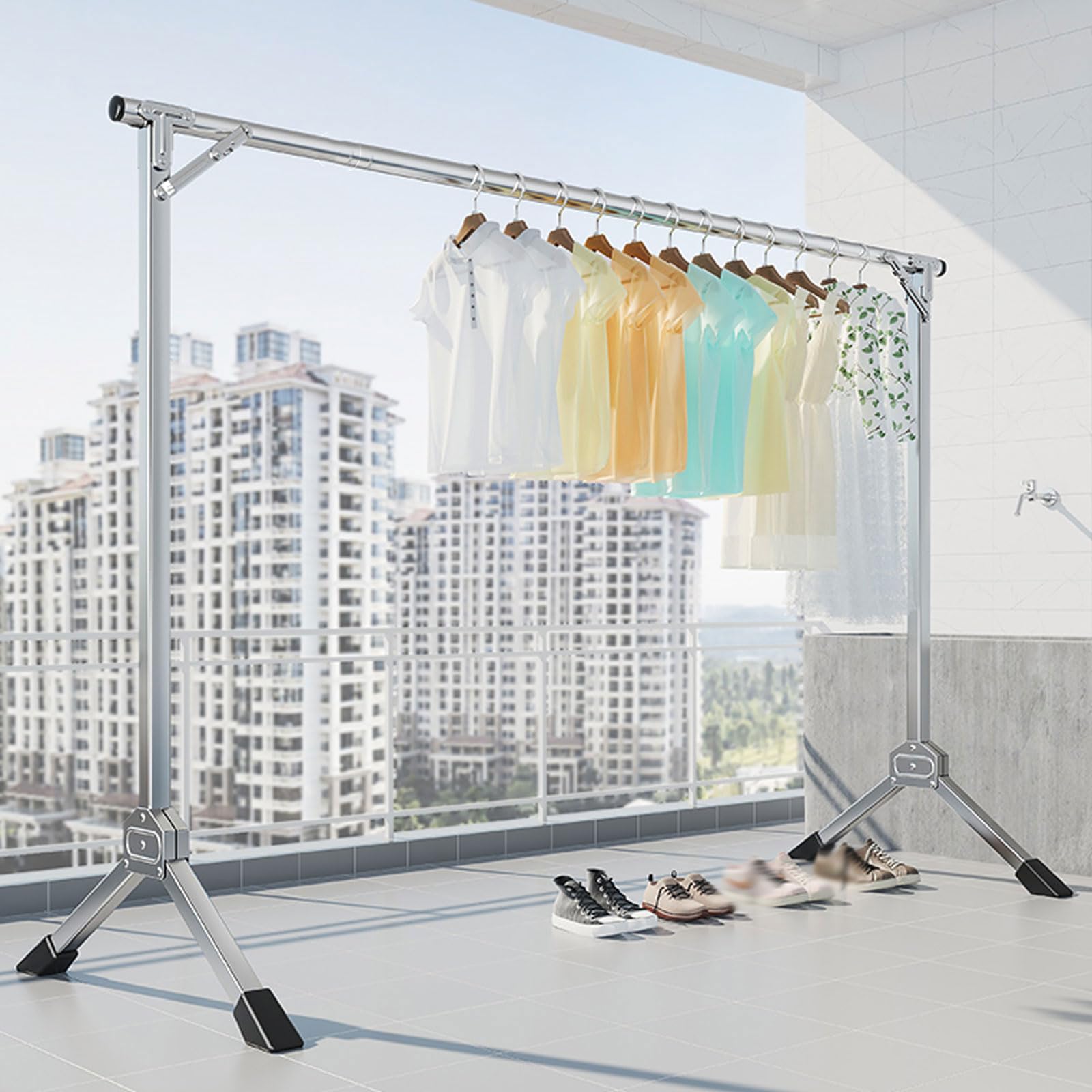 Tendedero Extensible Plegable al Aire Libre, Burro Ropa Vertical para Secar Colchas y Sabanas Grandes, Ahorra Espacio para Interior