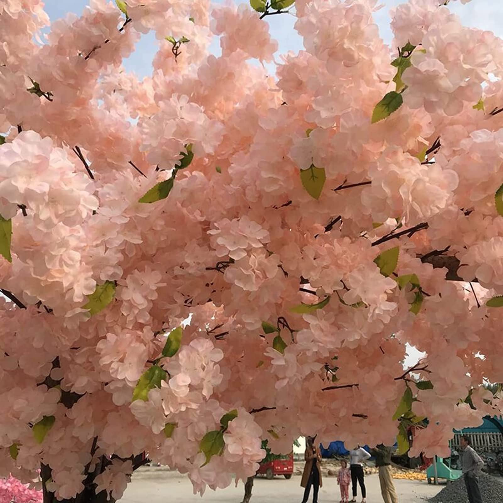 Flores de flor de cerezo artificial para bodas en casa Jardín Decoración de oficina Plantas de seda, árbol grande Flores de vides falsas,Rosado,1.8X1.8M