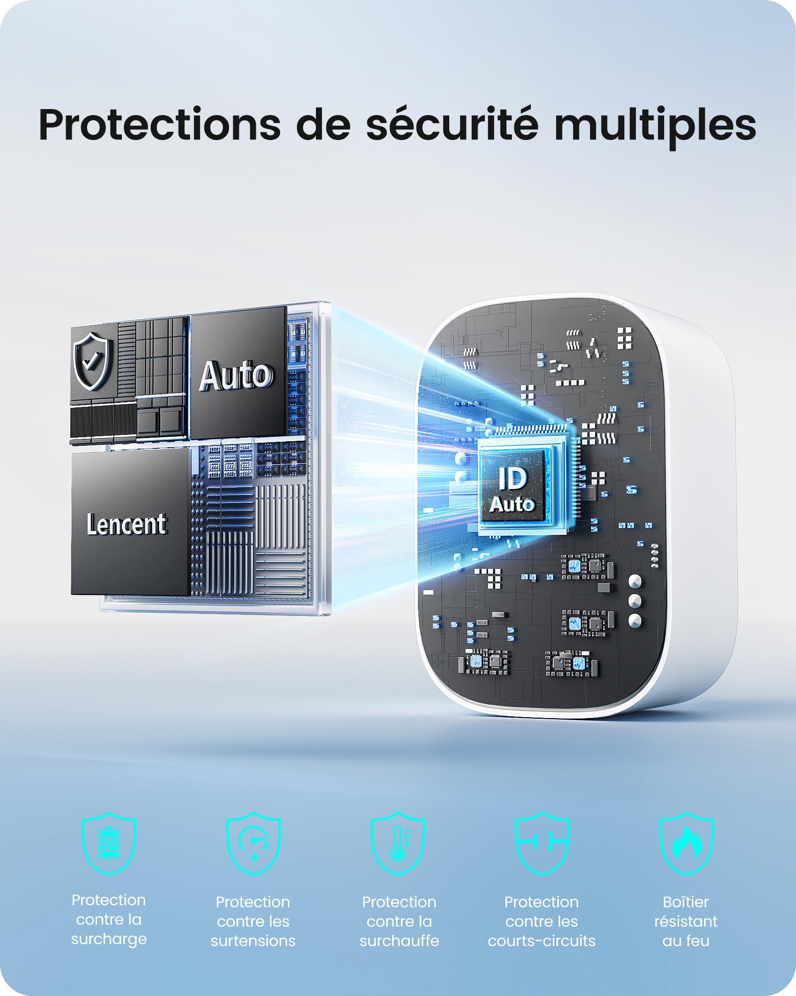 LENCENT Adaptateur de Voyage Universel Type A, B, C, D, G, I – 6 fiches détachables, Prise Internationale pour USA, UK, Japon, Inde, Costa Rica, Mexique, Thaïlande, Maldives, Sri Lanka, Australie
