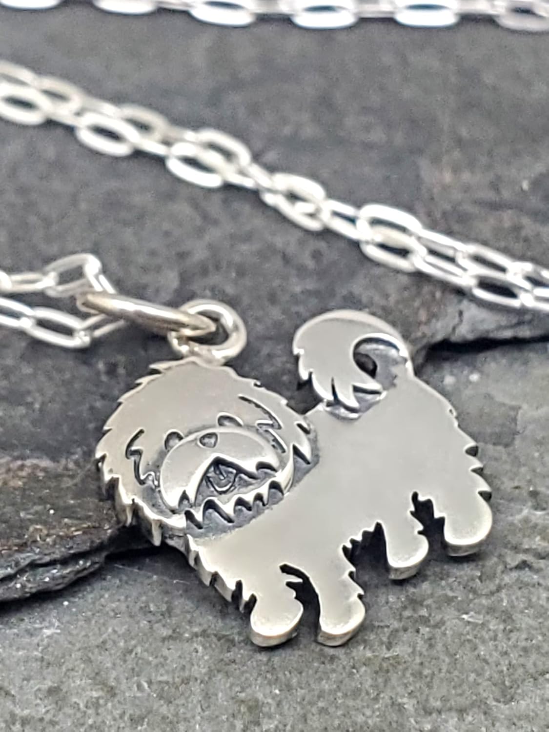 EnCharmed Sterling Silver Maltese Silhouette Flat Charm Necklace, Fluffy Dog Puppy Pendant Jewelry, 18" - Image 3