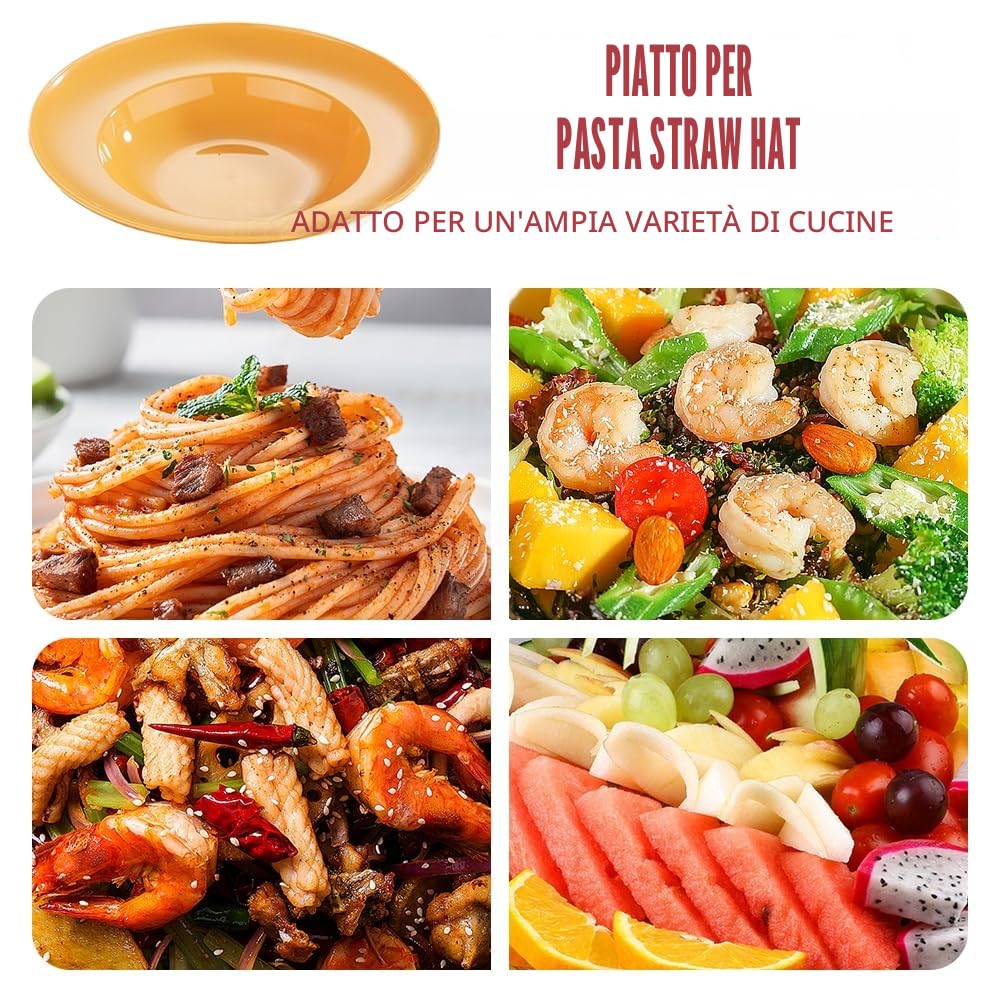 Set di 6 Piatti da Pasta Servizio Piatti Moderni Semplice e Bello Piatti Fondi Plastica Riutilizzabile Piatti Piani per Pasta Insalate Bistecche (23cm, 300ml)