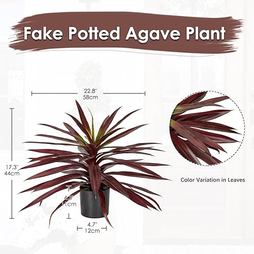 Miniatura 9 de Briful Plantas falsas grandes de 3 pies35 pulgadas de alto, plantas de yuca artificiales en maceta negra, plantas suculentas de agave para
