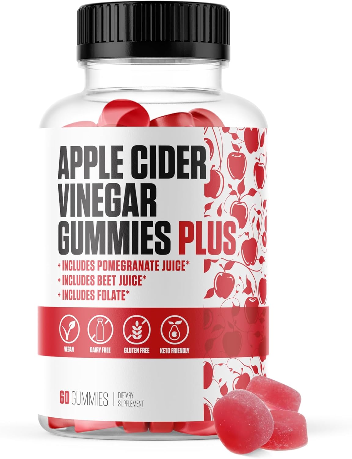 Apple Cider Vinegar Gummies Plus Pomegranate & Beet Juice 3 in one Chewable