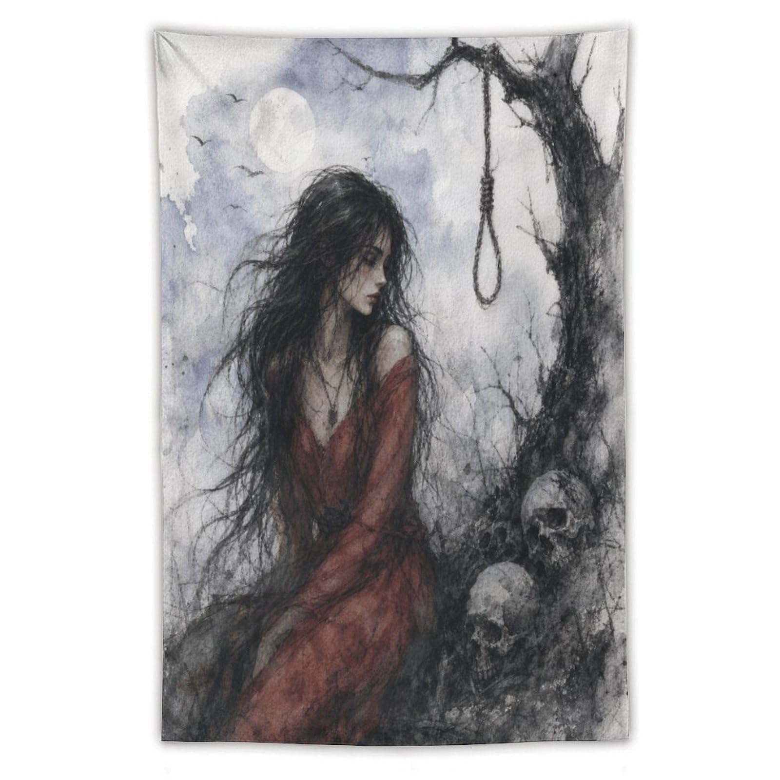 H3B8U2Y5 Woman by Hanging Noose Wall Tapestry, Reading Corner